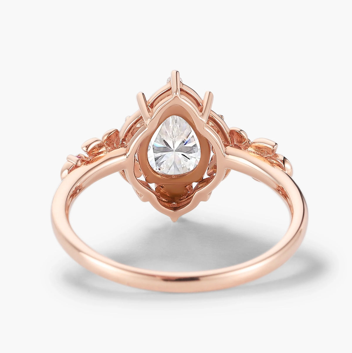 Nature-Inspired Floral Pear Cut Moissanite Engagement Ring