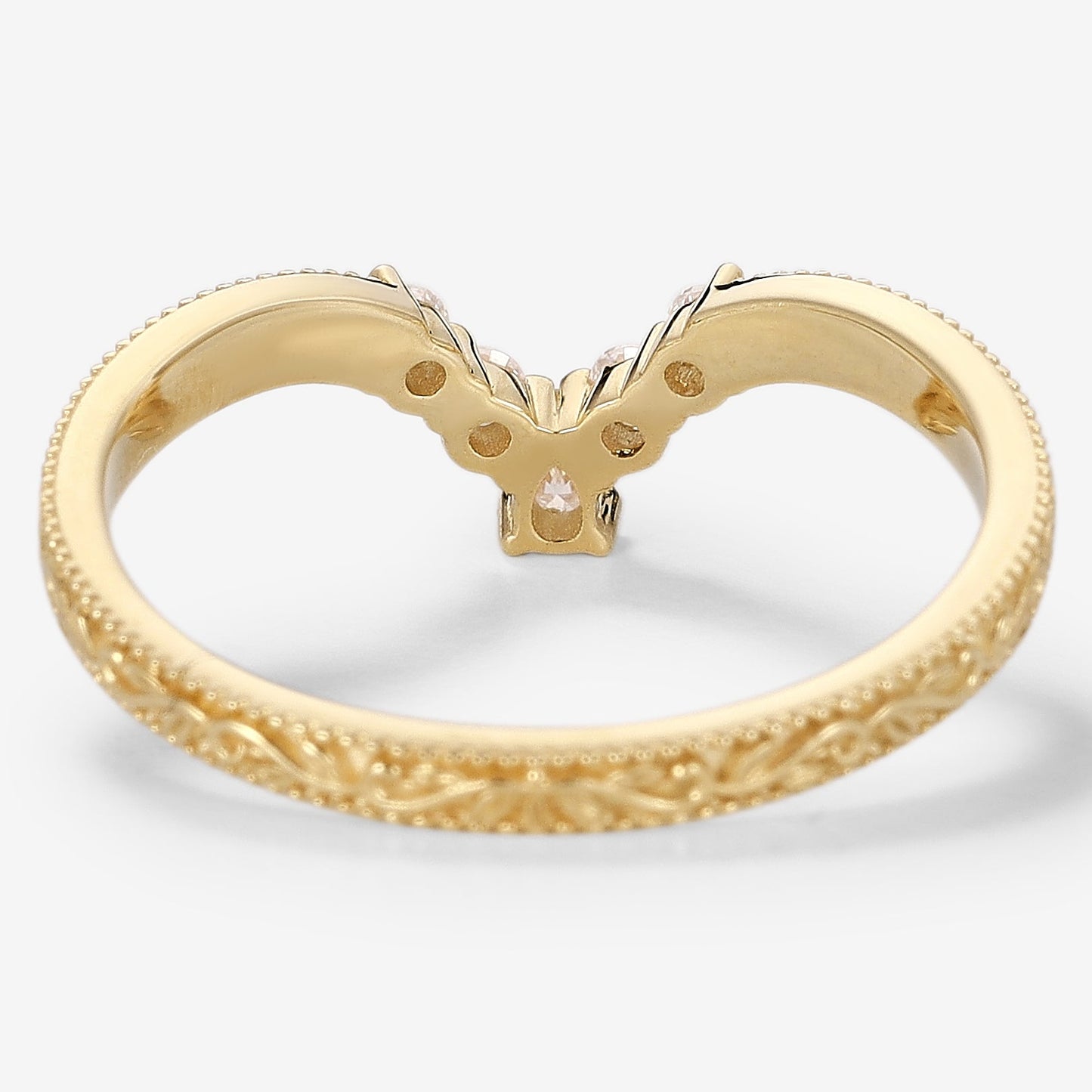 Vintage Engraved Wedding Band With Milgrain Edges