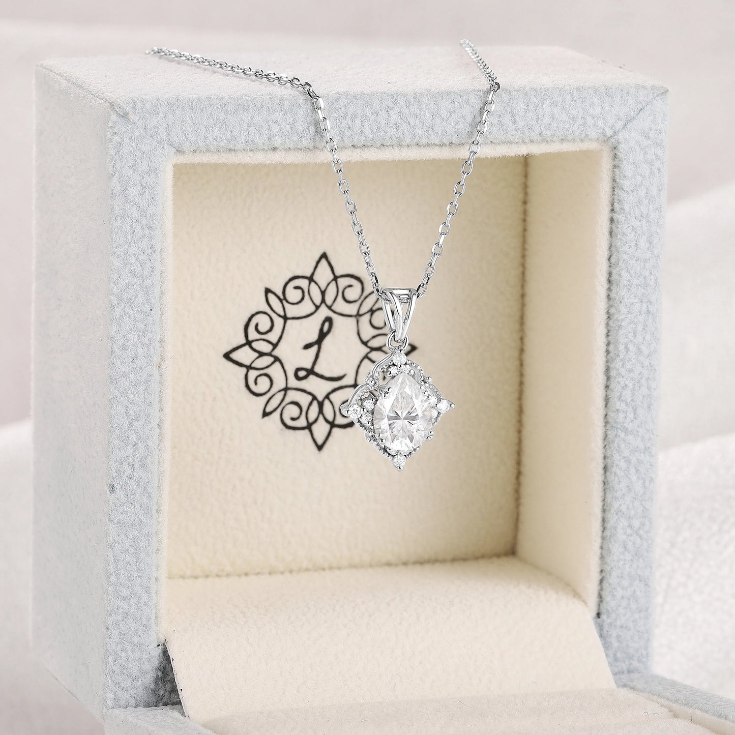 Custom Vintage Milgrain Moissanite Necklace
