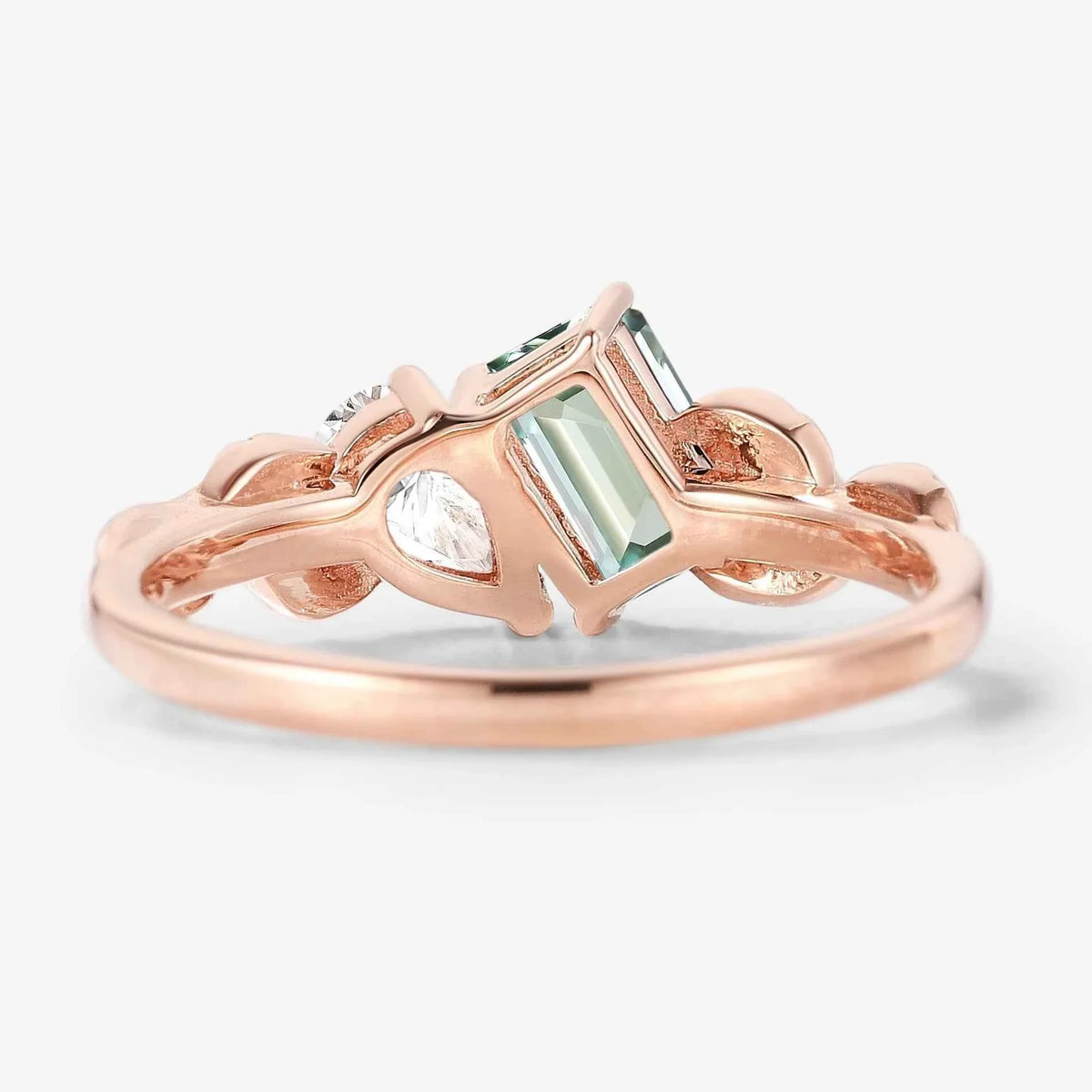 Custom Nature Inspired Leaf 2-Stone Toi et Moi Engagement Ring For Nephi