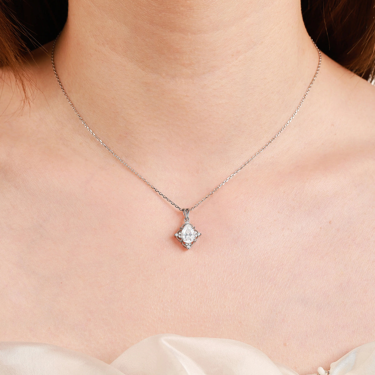 Custom Vintage Milgrain Moissanite Necklace