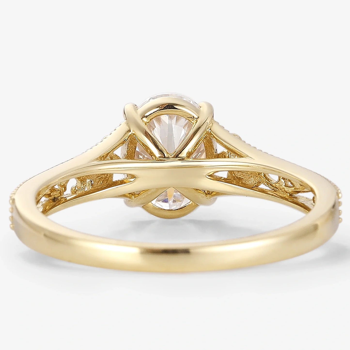 Vintage Victorian Oval Cut Moissanite Flora Engagement Ring