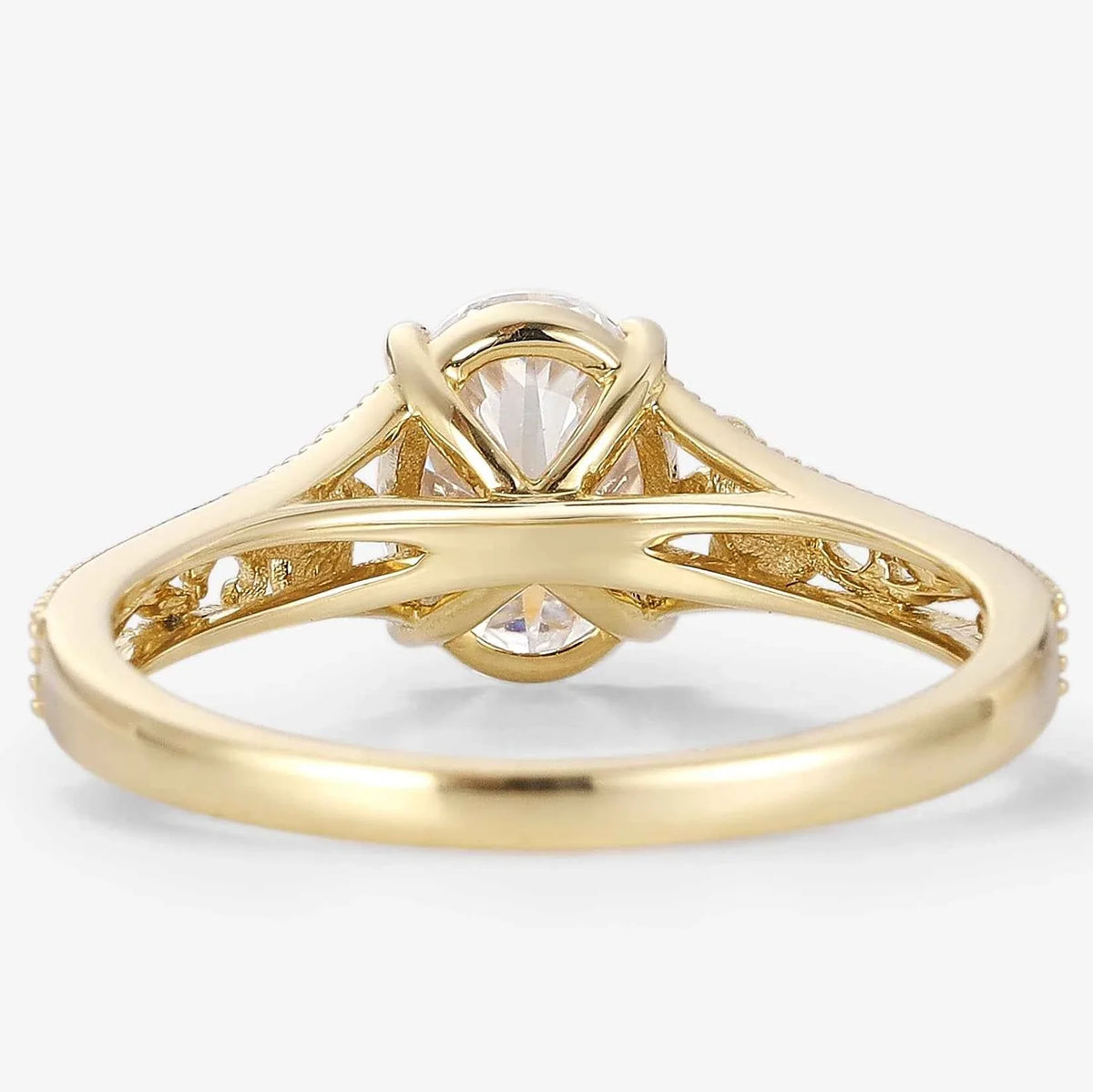 Vintage Oval Cut Moissanite Engagement Ring With Flower