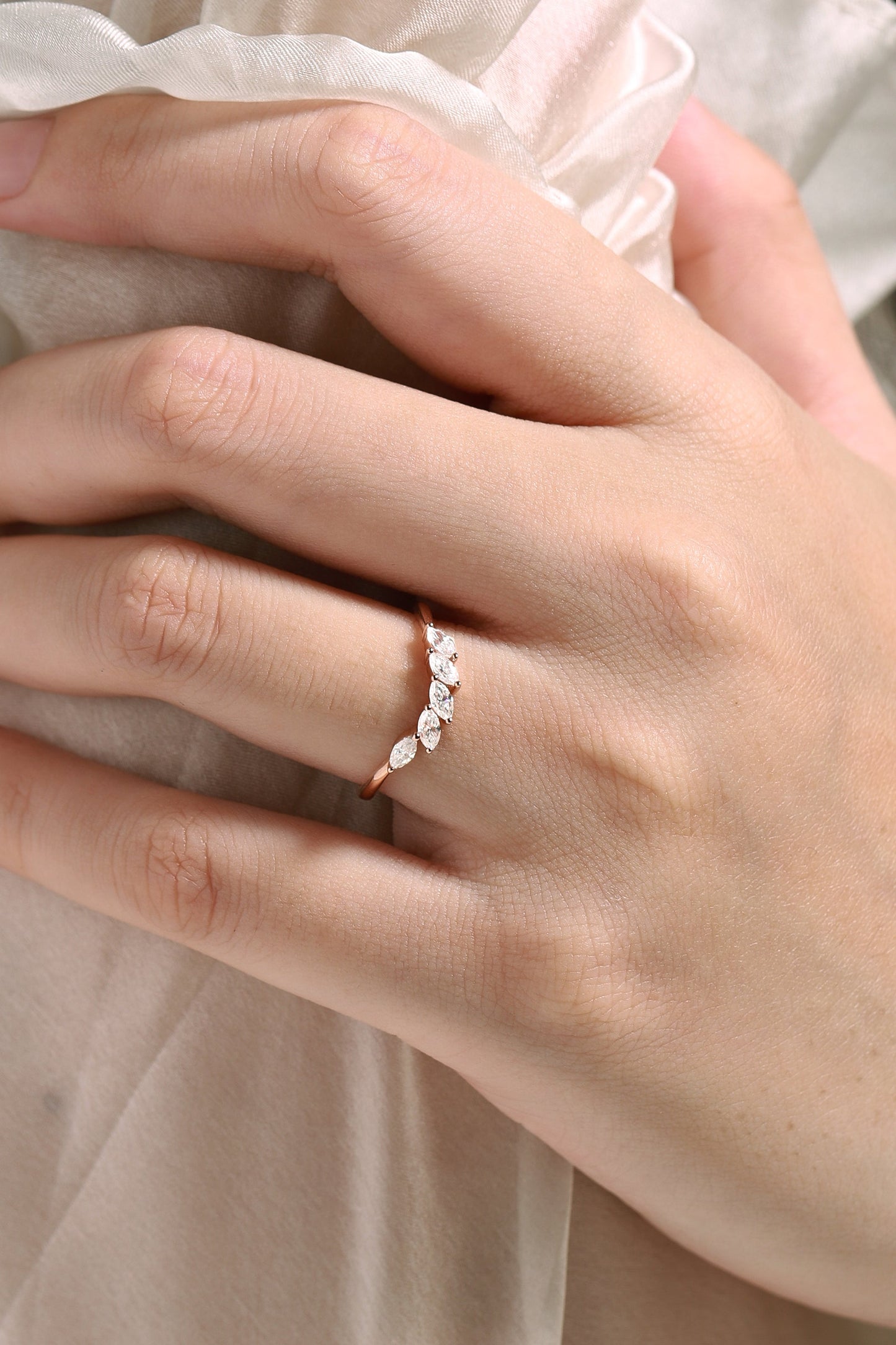 Moissanite Channel-Set Stackable Wedding Band