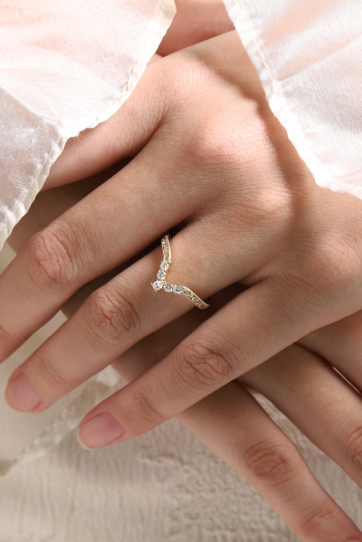 Vintage Engraved Wedding Band With Milgrain Edges