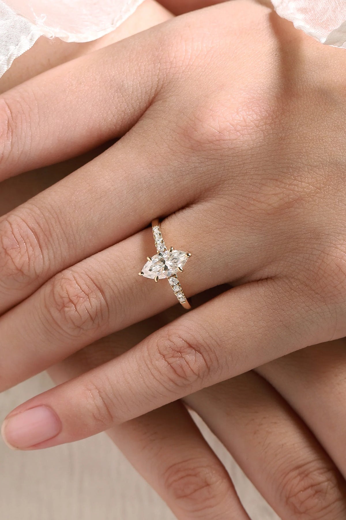 Minimalist Marquise Cut Moissanite Engagement Ring