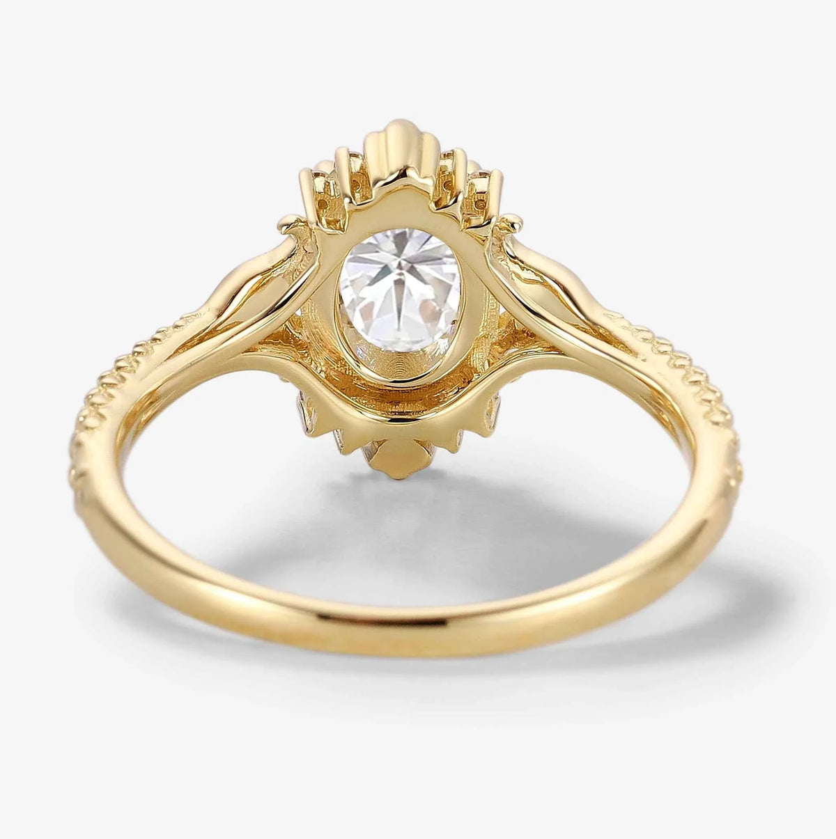 Vintage Ocean-Inspired Oval Cut Moissanite Mermaid Tail & Shell Engagement Ring - Sirena