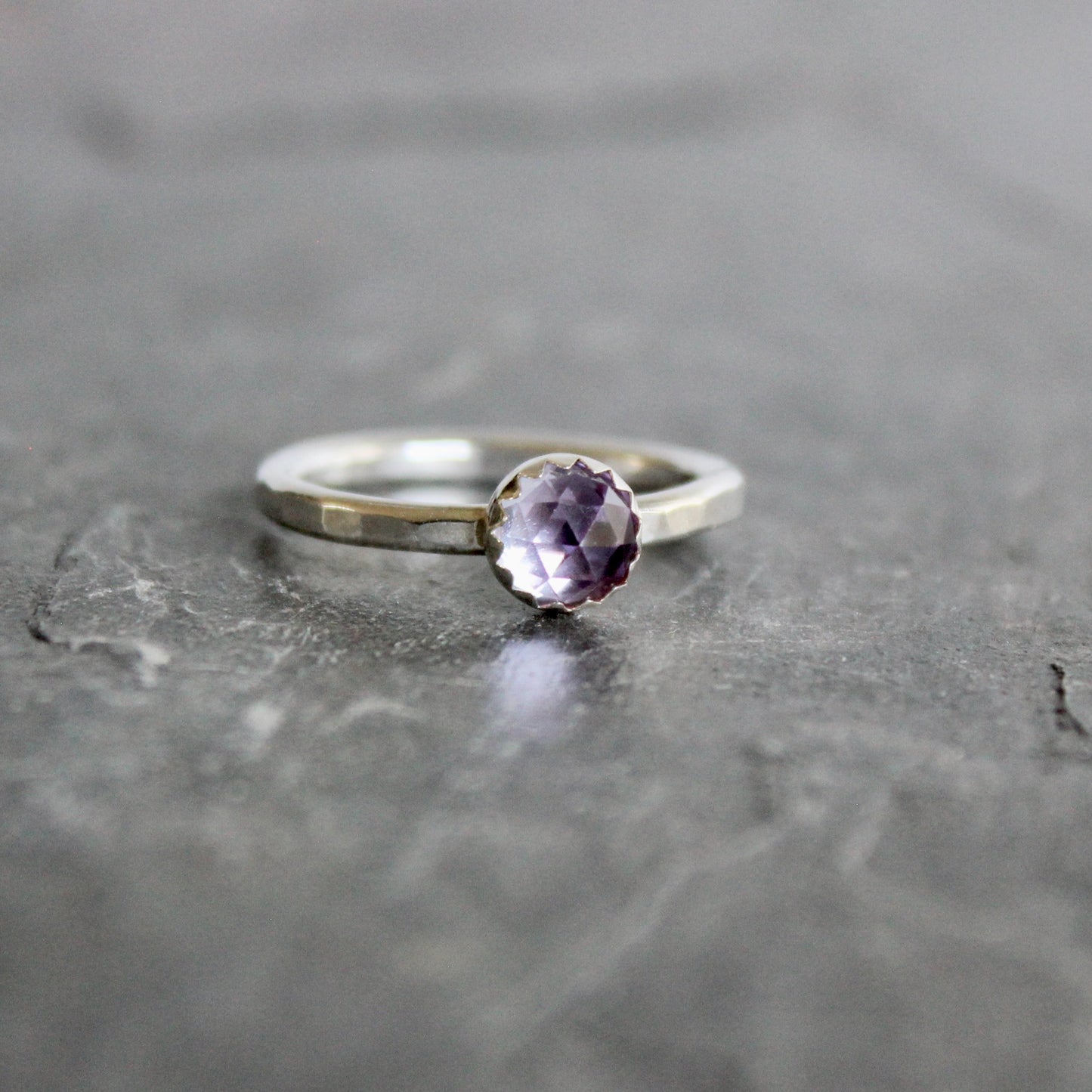 Sterling Silver Alexandrite Stacking Ring | June Birthstone | 55th Anniversary Gift