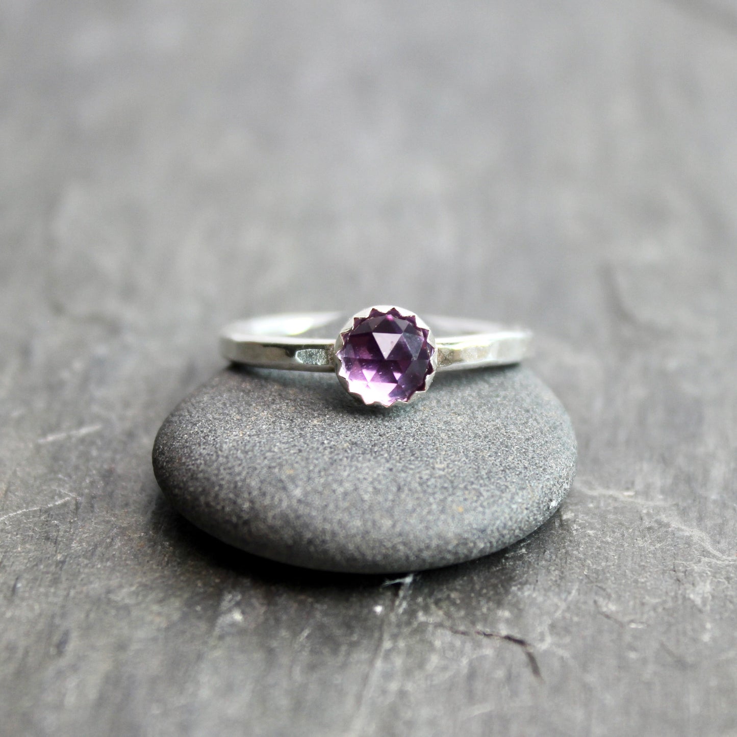 Sterling Silver Alexandrite Stacking Ring | June Birthstone | 55th Anniversary Gift