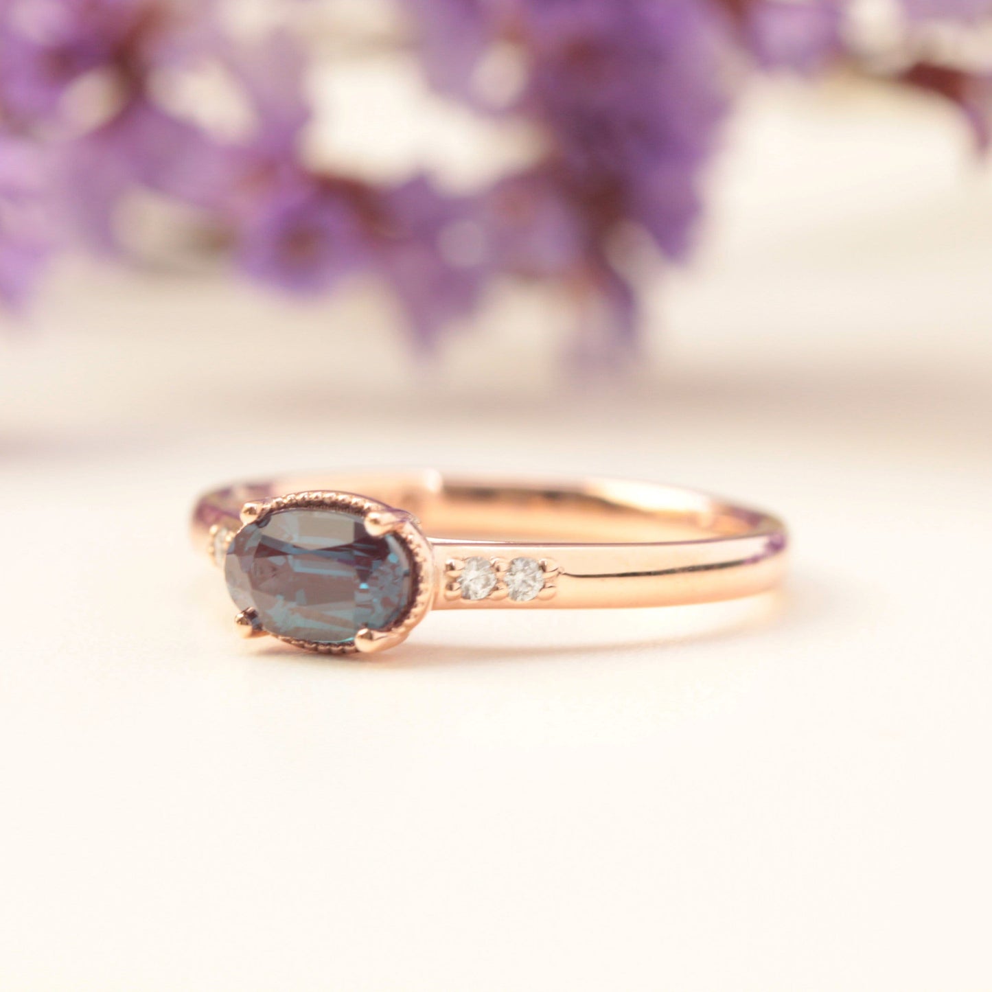 Oval Alexandrite Diamond Engagement Ring