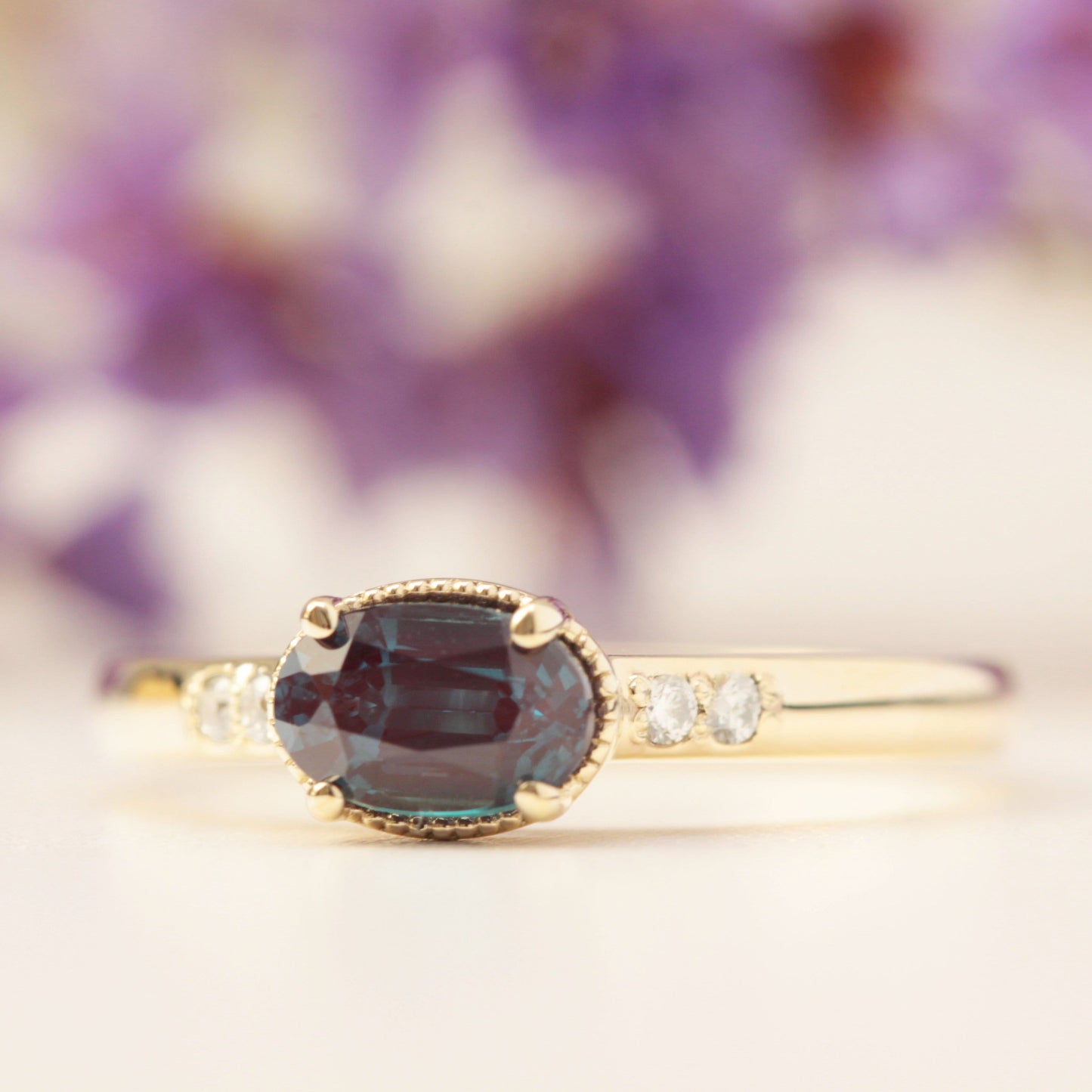 Oval Alexandrite Diamond Engagement Ring