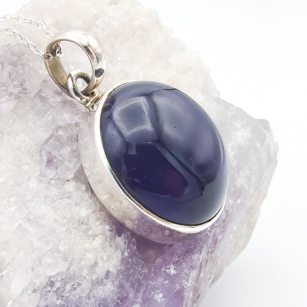 Amethyst Pendant | 25mm Circle | 6th anniversary gift | Sterling Silver