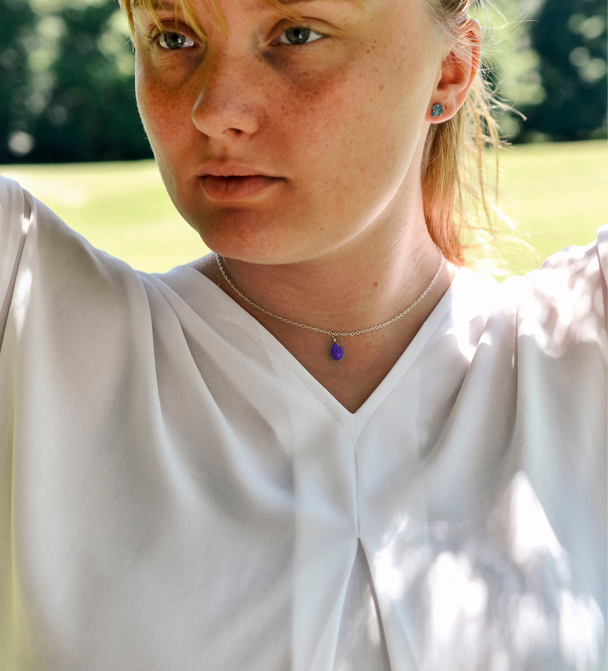 Amethyst Droplet Necklace