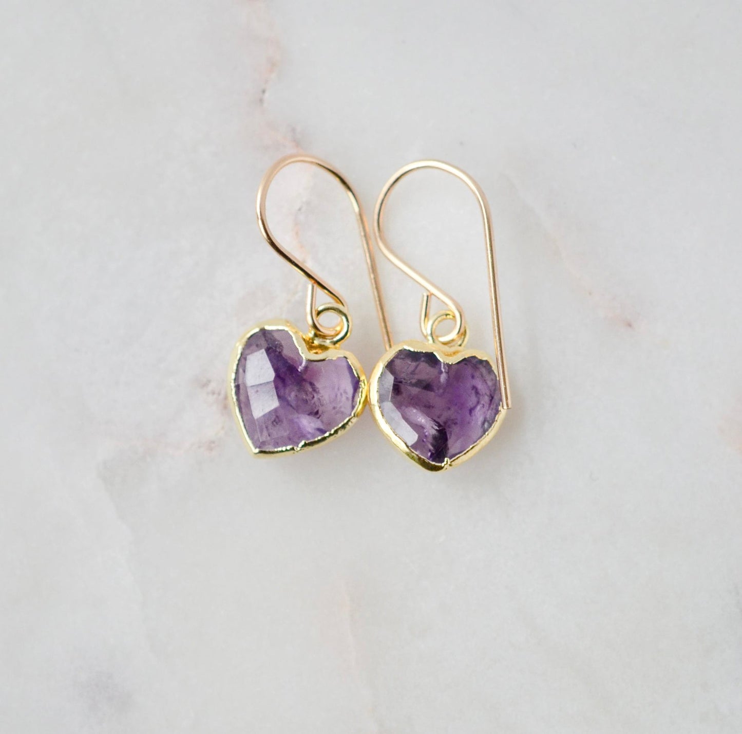 Amethyst Heart Earrings