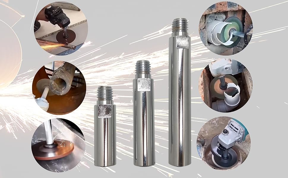 Angle grinder extension shaft for reaching narrow and tight spaces, compatible with grinding heads, wheels, and discs