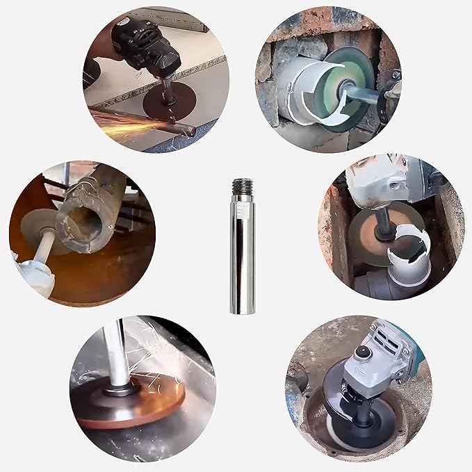 A simple product shot of the 3 angle grinder extension shafts arranged to show their different lengths from a side perspective.