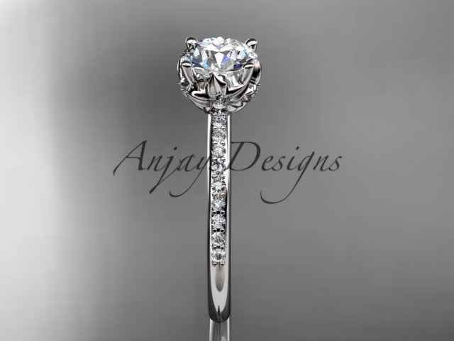 Dainty Flower Engagement Ring 1 Carat Round Lab Grown Diamond Nature Inspired Wedding Ring