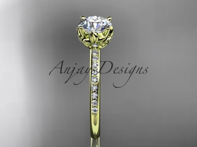 Dainty Flower Engagement Ring 1 Carat Round Lab Grown Diamond Nature Inspired Wedding Ring