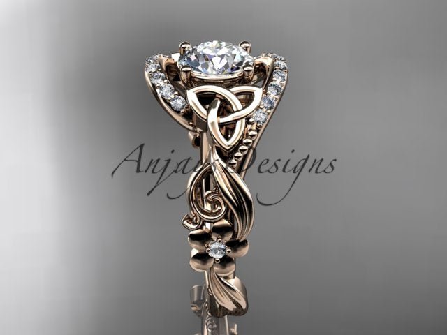 1 Carat Diamond Celtic Engagement Ring Trinity Knot Wedding Ring Nature Inspired IGI Certified