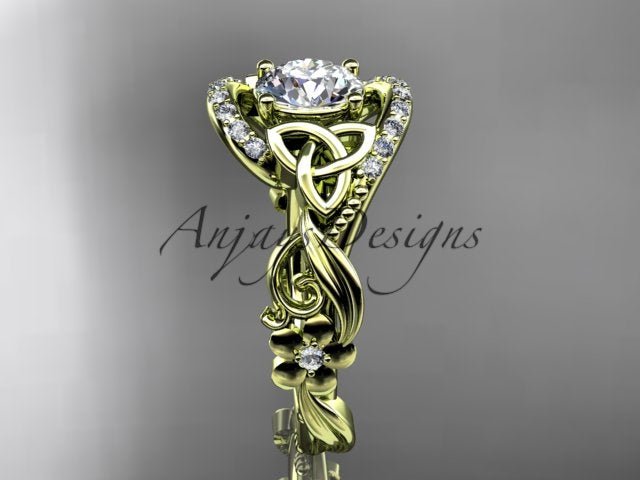 1 Carat Diamond Celtic Engagement Ring Trinity Knot Wedding Ring Nature Inspired IGI Certified