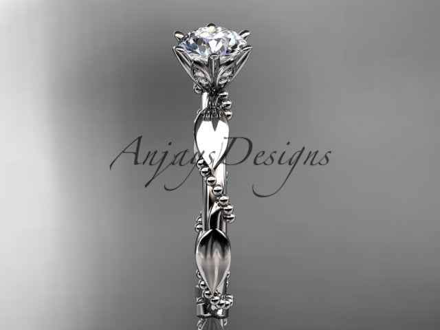 1 Carat Round Brilliant Lab Grown Diamond Nature Inspired Engagement Ring Twig Leaf CVD Diamond Ring