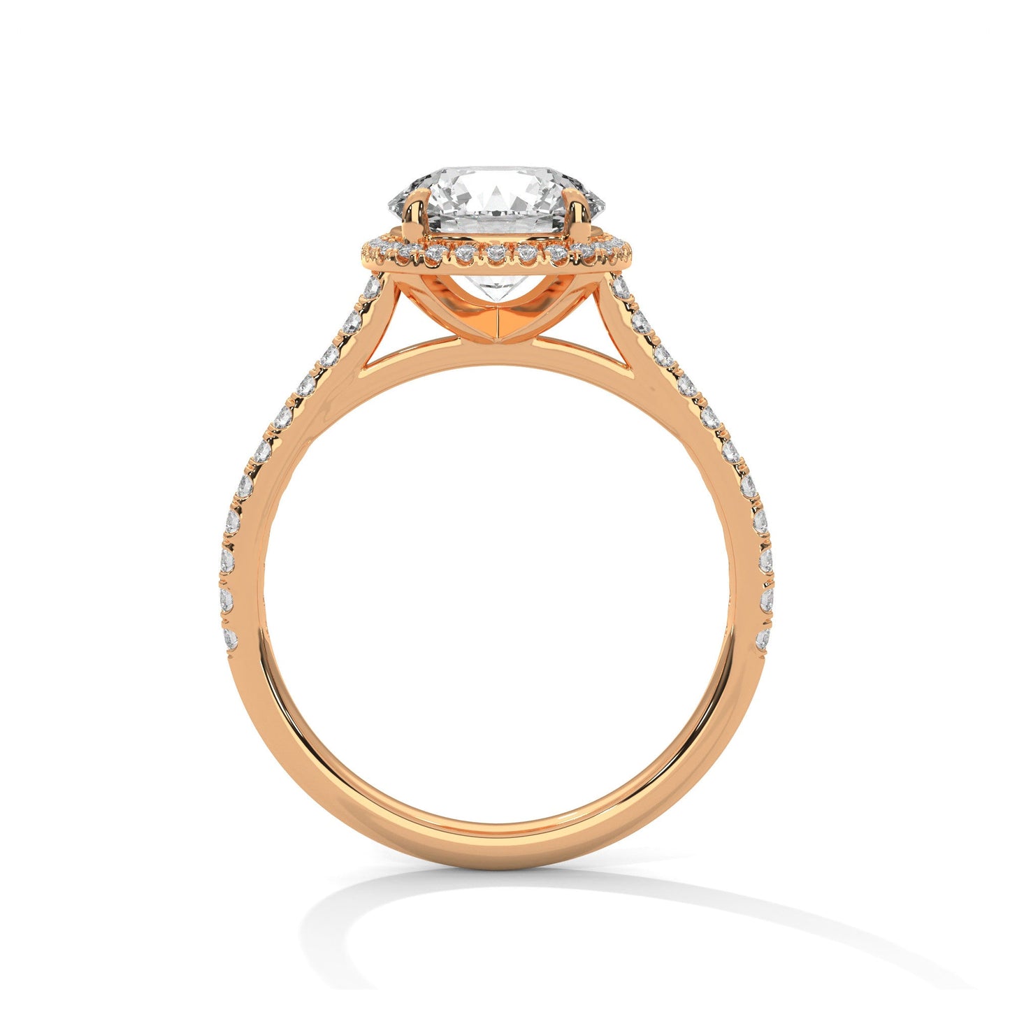 2 Carat Round Cut Lab Grown Diamond Halo Engagement Ring 4 Prong Eagle Claw Ring