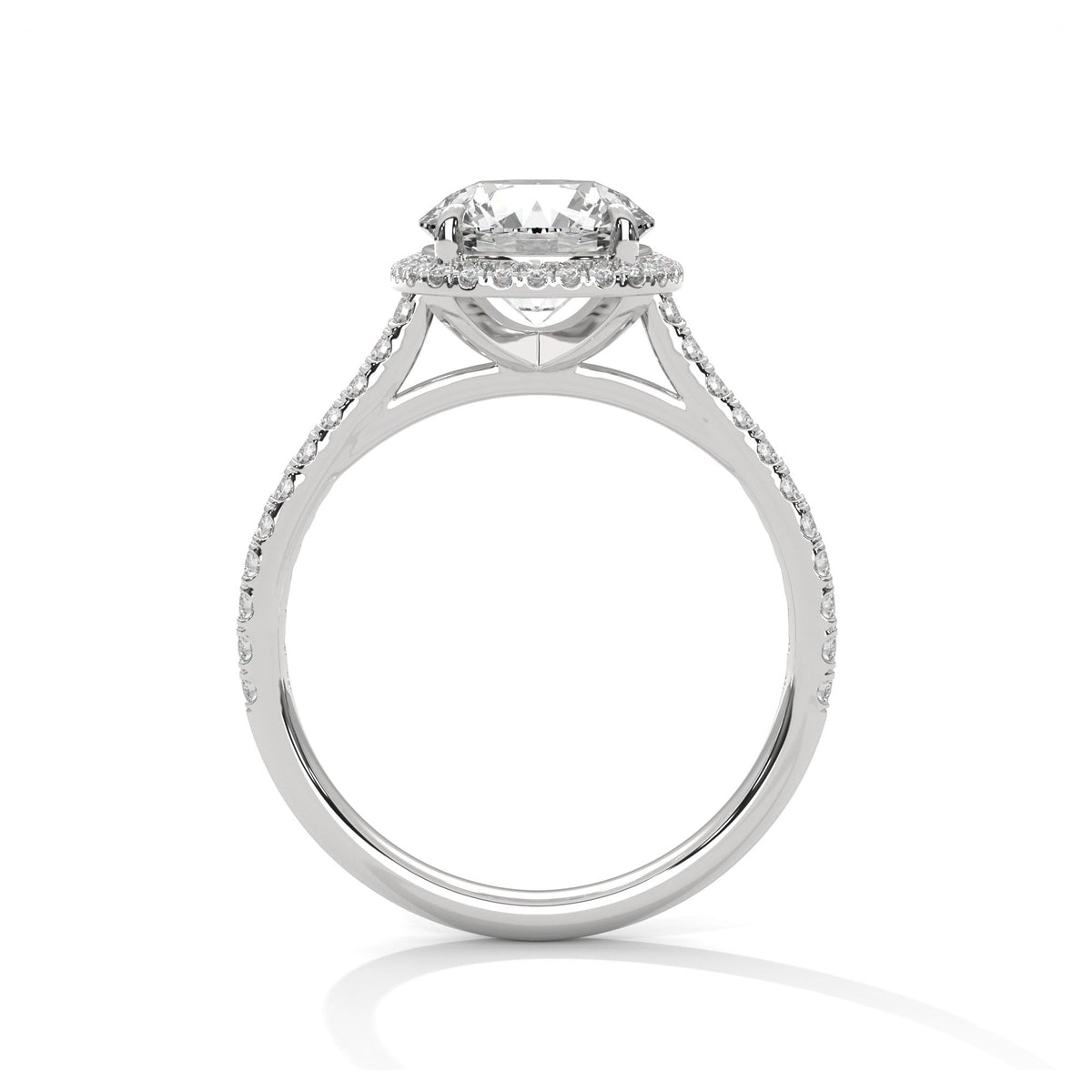 2 Carat Round Cut Lab Grown Diamond Halo Engagement Ring 4 Prong Eagle Claw Ring