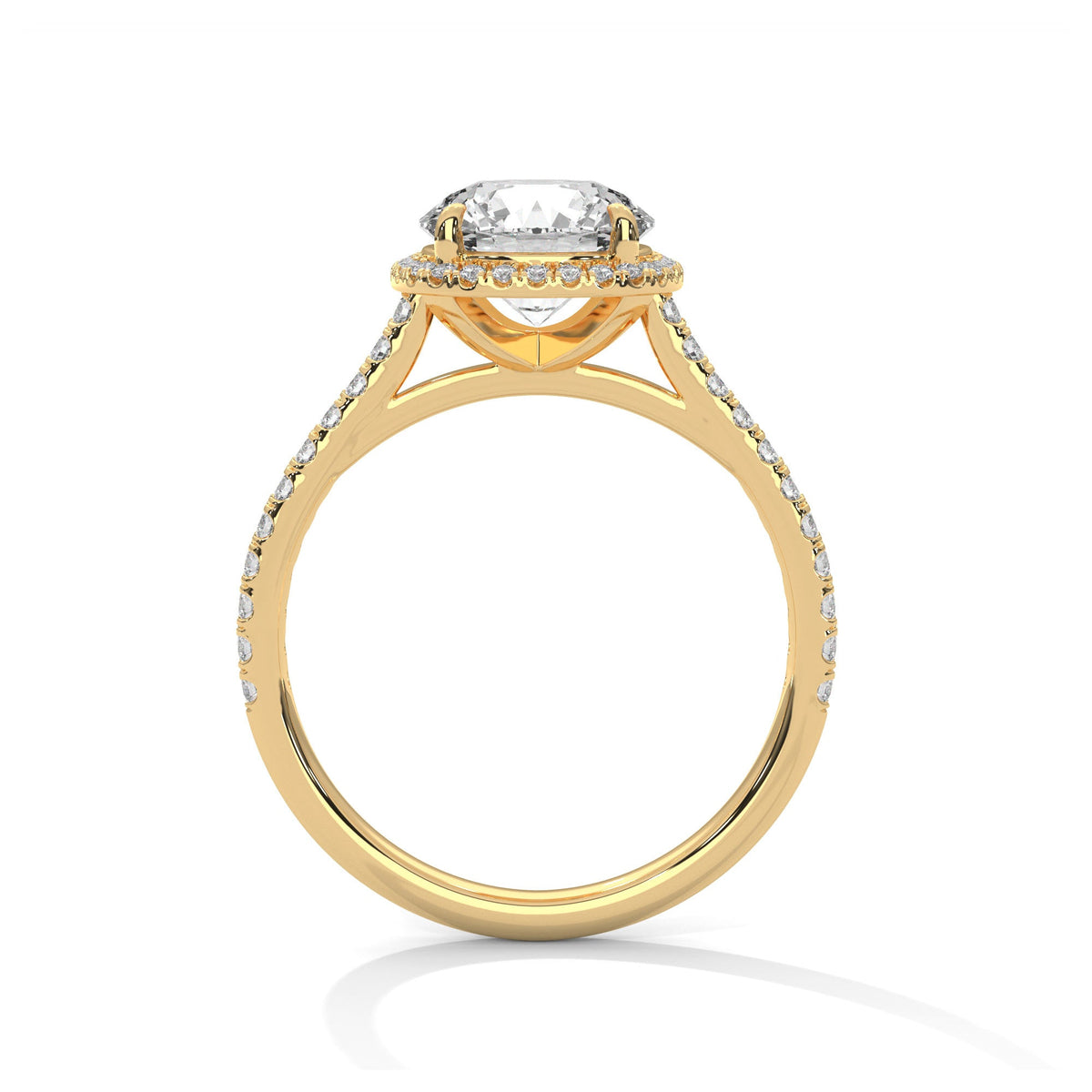 2 Carat Round Cut Lab Grown Diamond Halo Engagement Ring 4 Prong Eagle Claw Ring