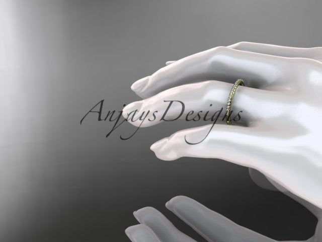 Half Diamond Stacking Eternity Ring 14k Solid Gold 2mm Thin Women's Wedding Band