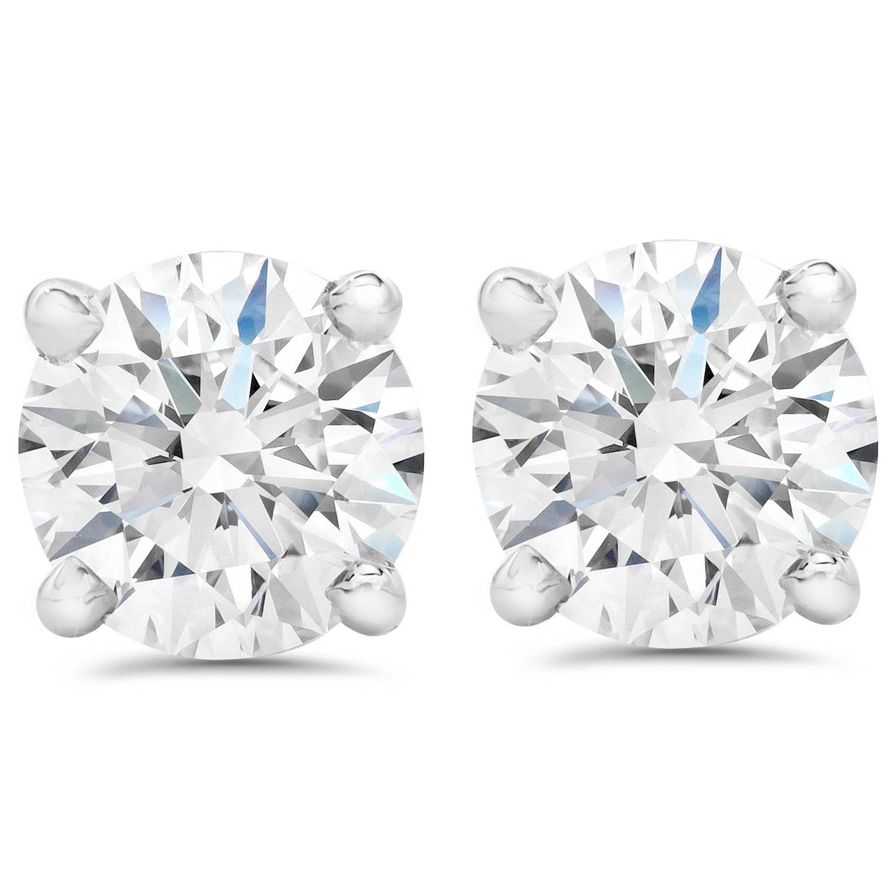 Certified 2.00Ct TW Diamond Studs Screw Back 14k White Gold Lab Grown