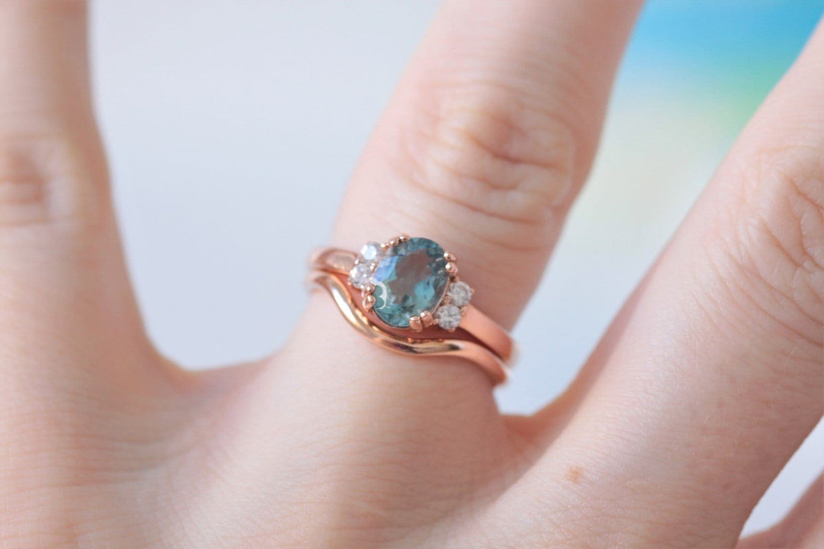 Oval Aquamarine and Diamond Ring