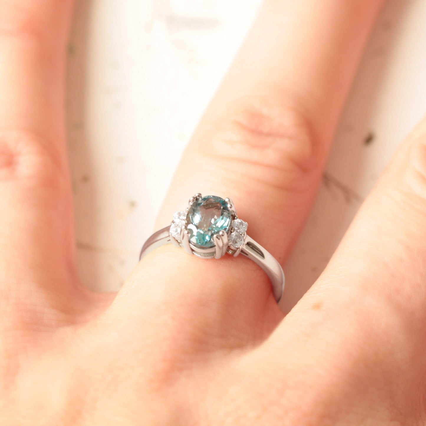 Oval Aquamarine and Diamond Ring