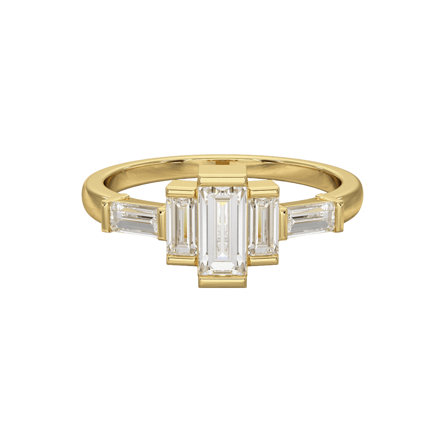 Art Deco Baguette Diamond 5 Stone Statement Ring