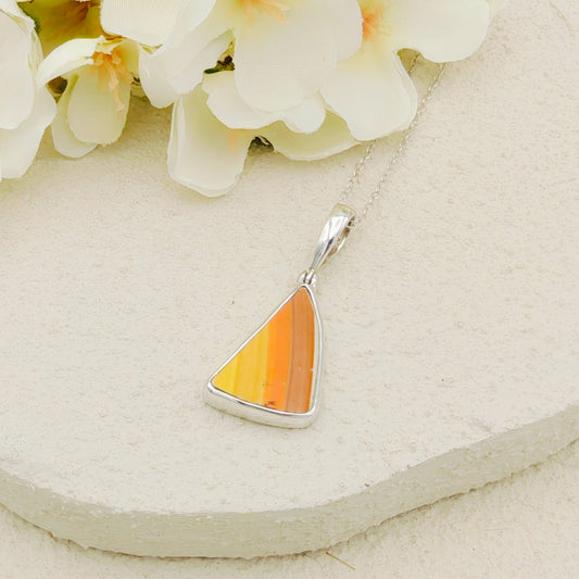 Art Deco Pendant | Original Clarice Cliff Pottery | Striped Triangles | Sterling Silver