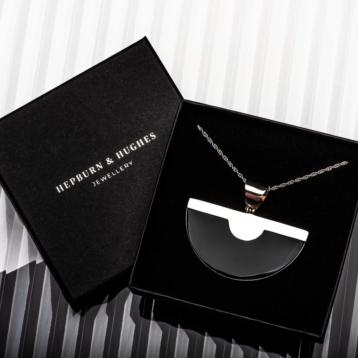 Art Deco Pendant | Tortoiseshell Semi Circle | Sterling Silver
