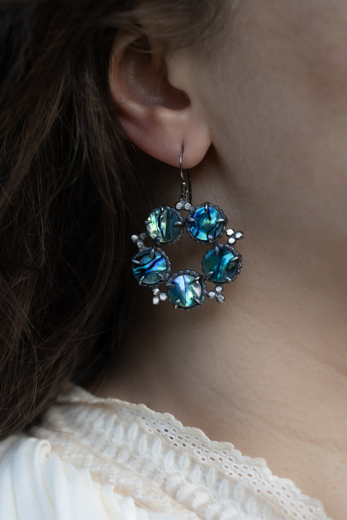Deep Blue Abalone Constellation Earrings
