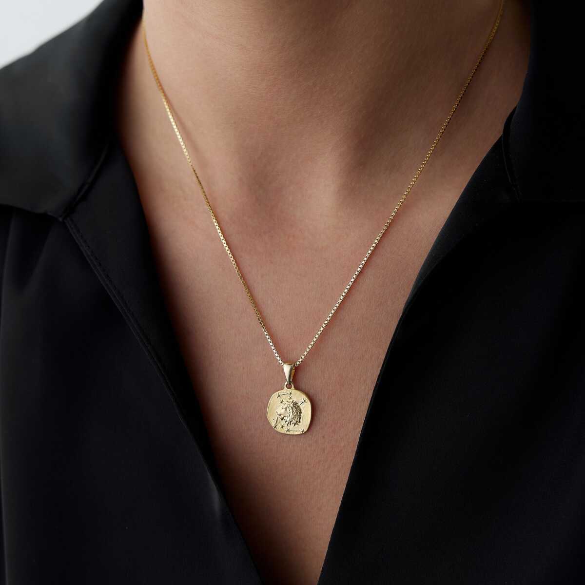 14k Gold Leo Zodiac Necklace