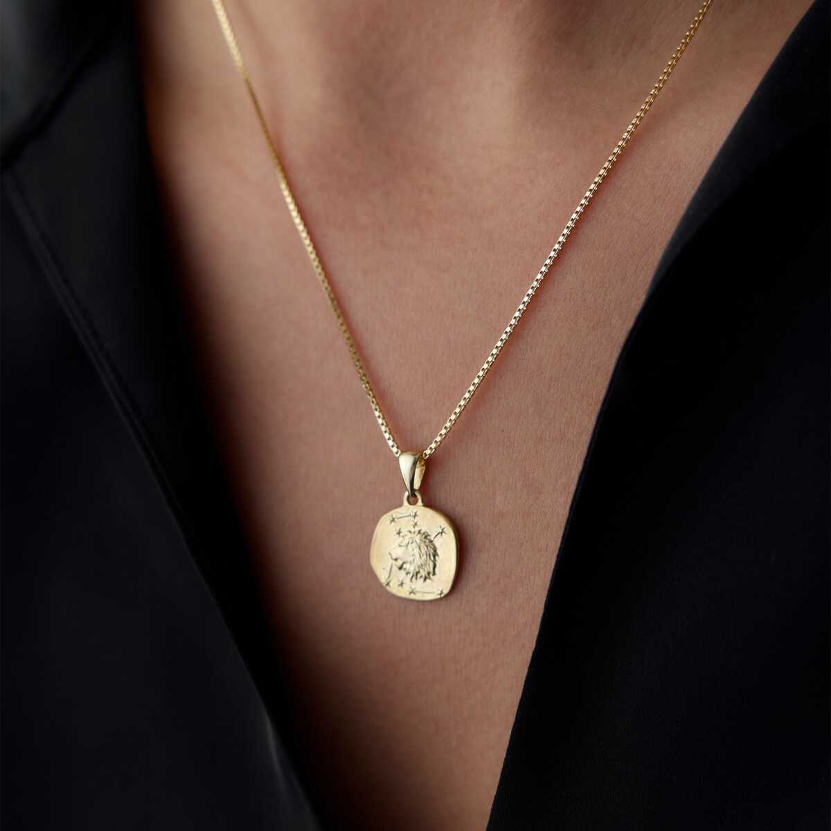 14k Gold Leo Zodiac Necklace