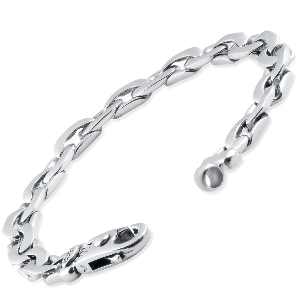 Braccio Men's 36 Gram Designed Link Solid Silver Bracelet 8.5"