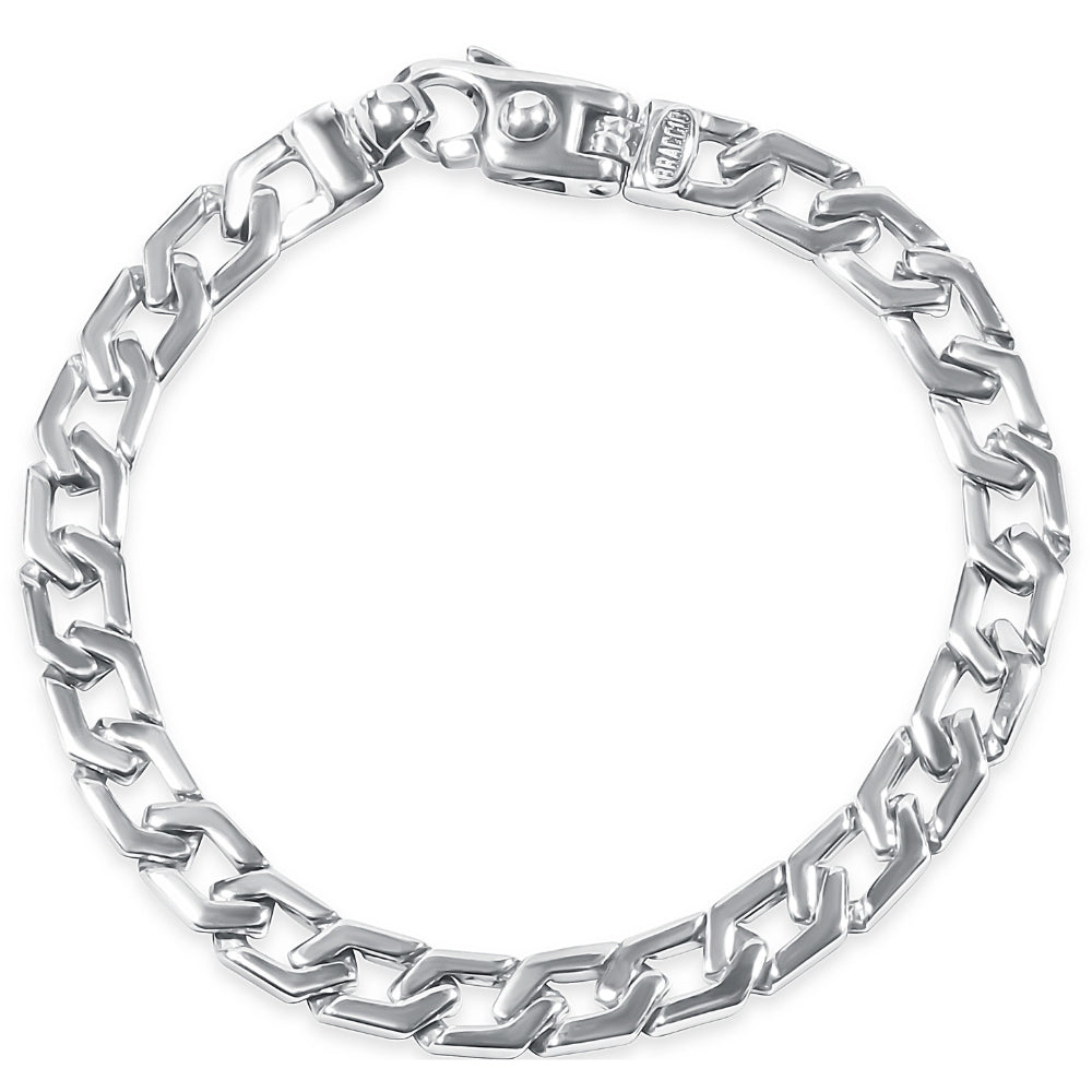Braccio Men's 26 Gram Trap Link Solid Silver Bracelet 8.5"