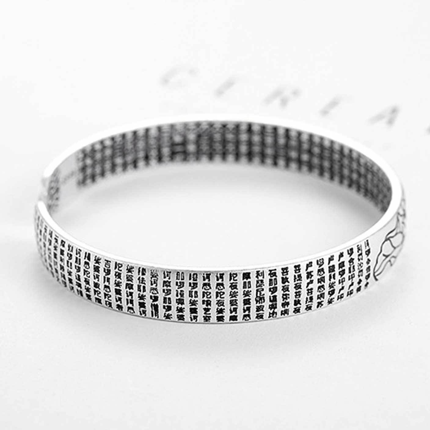 Silver Lotus Flower Bangle Bracelet