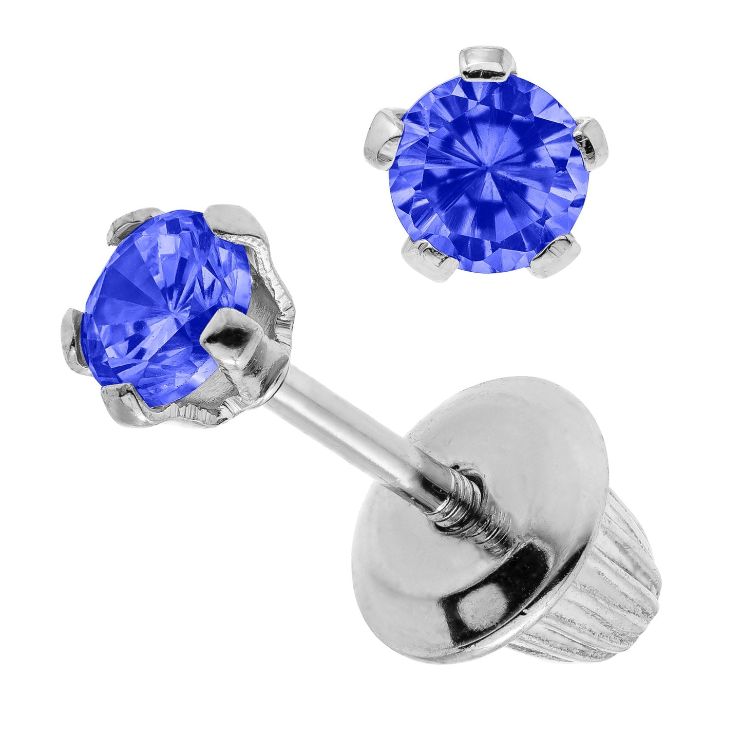 Children's Sterling Silver Synthetic Sapphire Earrings