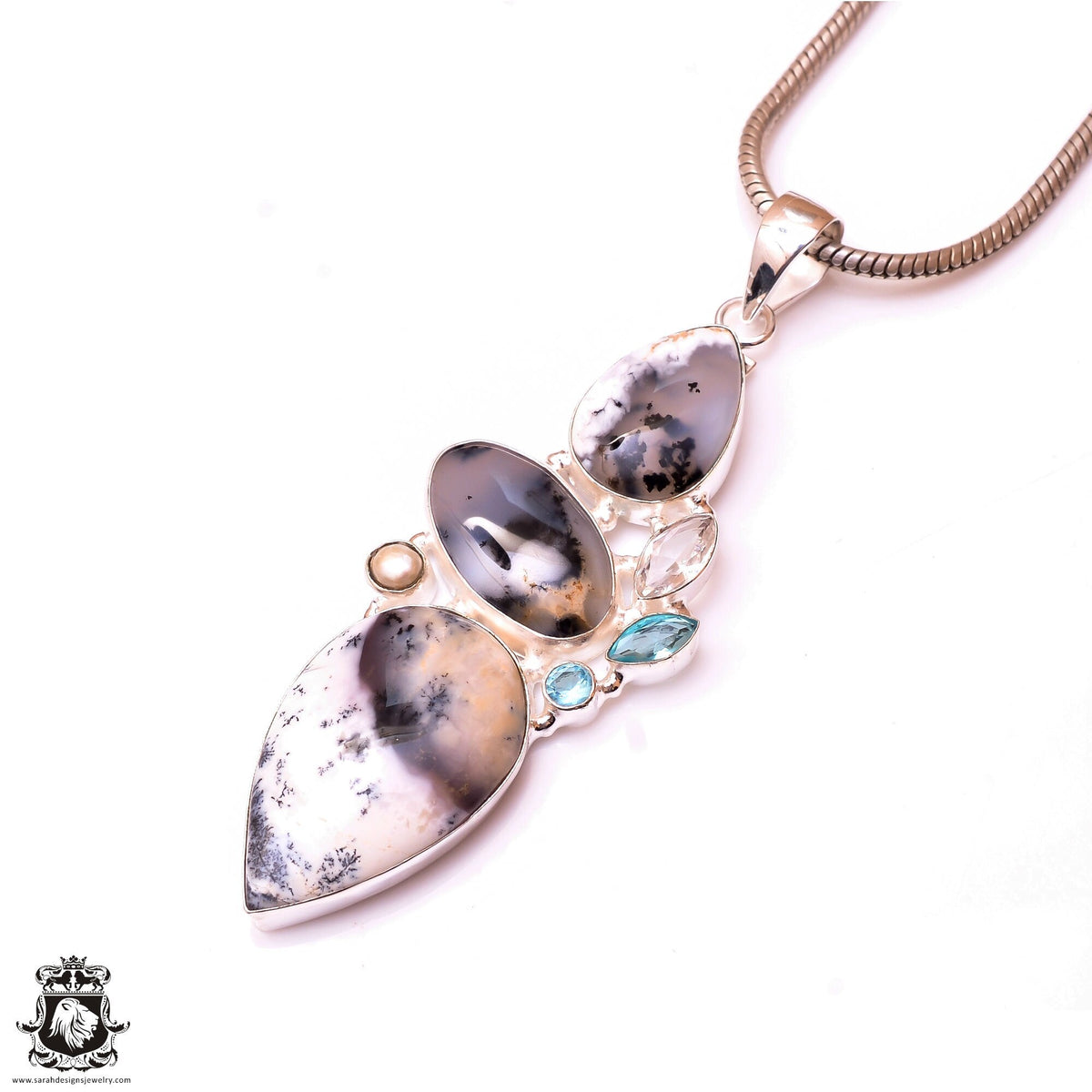 Merlinite Dendritic Opal Topaz Pendant & 3MM Italian Chain P10065