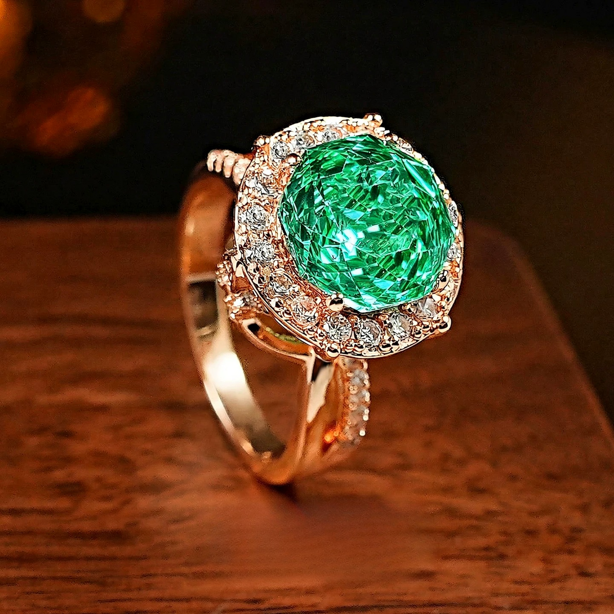Retro 4ct Millennium Cut Halo Colorful Gemstone Sterling Silver Engagement Ring