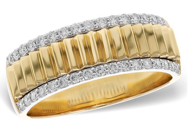 14KY Ribbed Diamond Fashion Ring