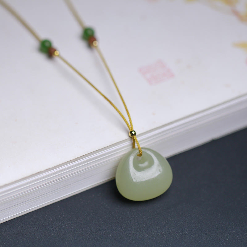 Fortune Jewel Natural Hetian Jade Small Bag Pattern Prosperity String Necklace Pendant