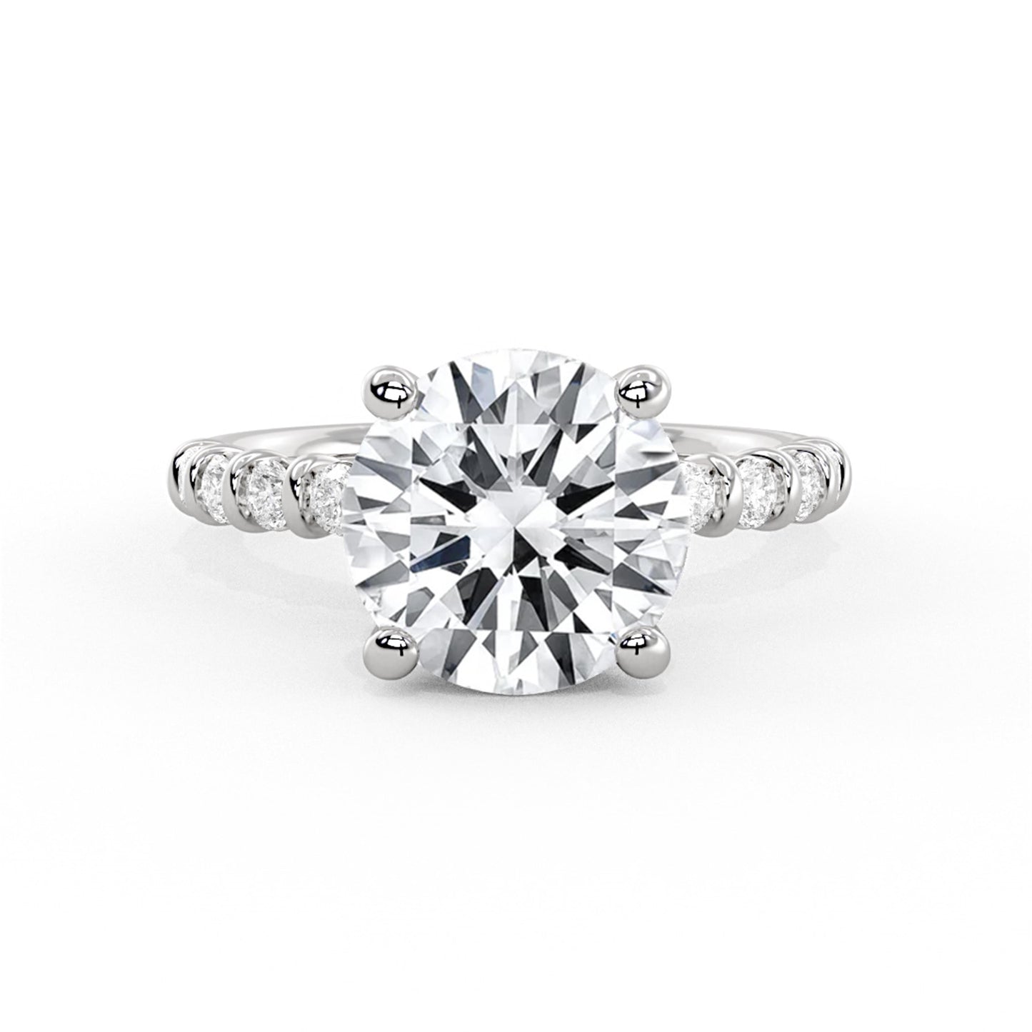 Round Diamond Channel Engagement Ring