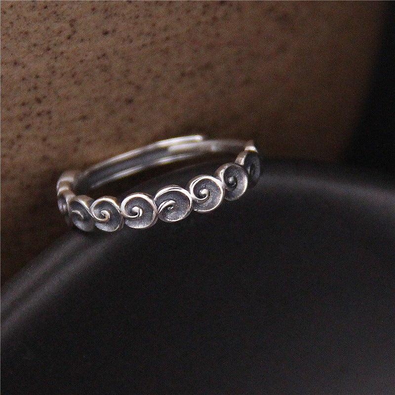 Fortune Jewel 925 Sterling Silver Auspicious Clouds Engraved Ring