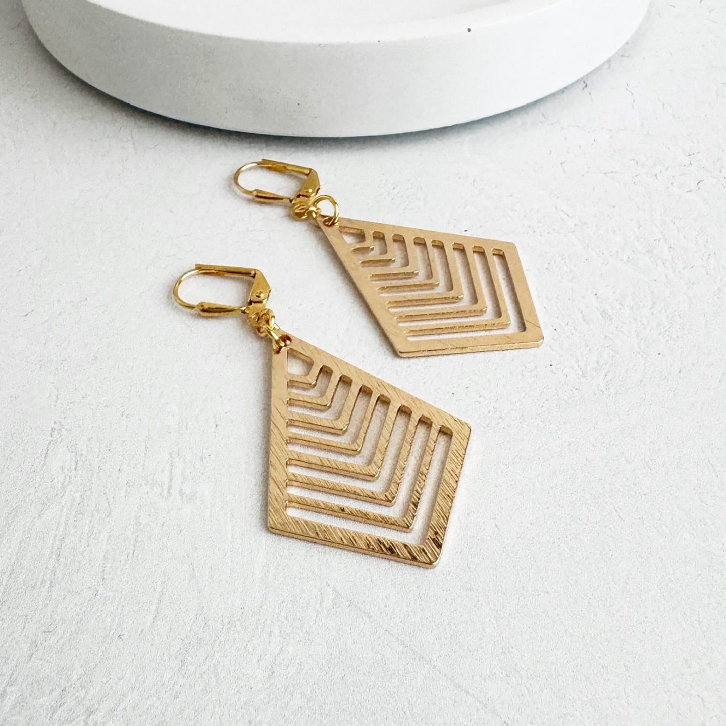 Kite Dangle Earrings in Brushed Gold