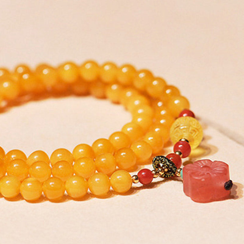 Fortune Jewel Amber Healing Balance Necklace Flower Charm Bracelet
